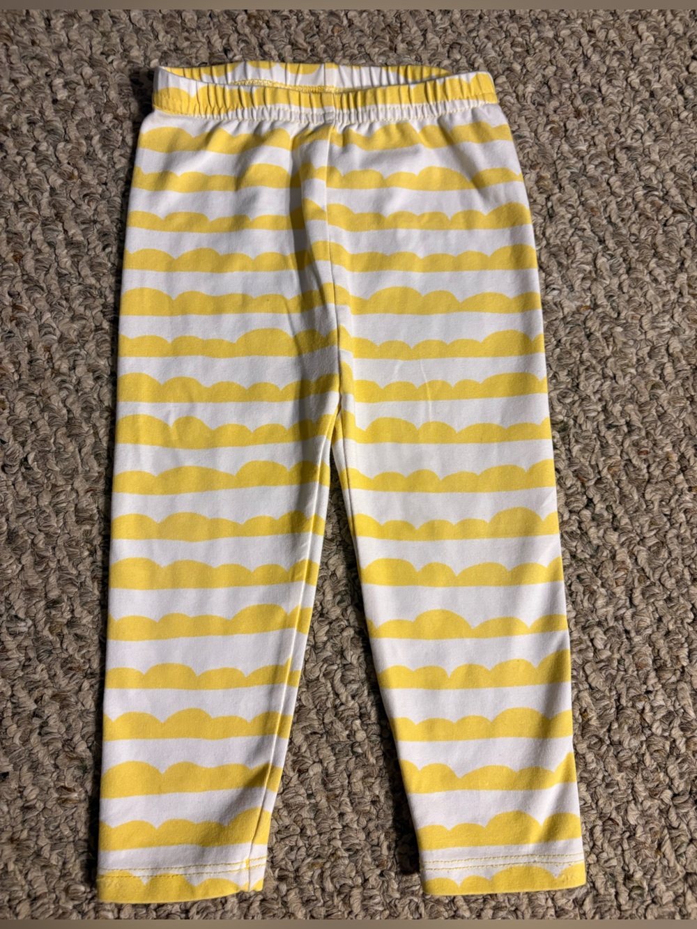 Hanna Andersson Kids Yellow & White Stripe Leggings, Size 18-24M